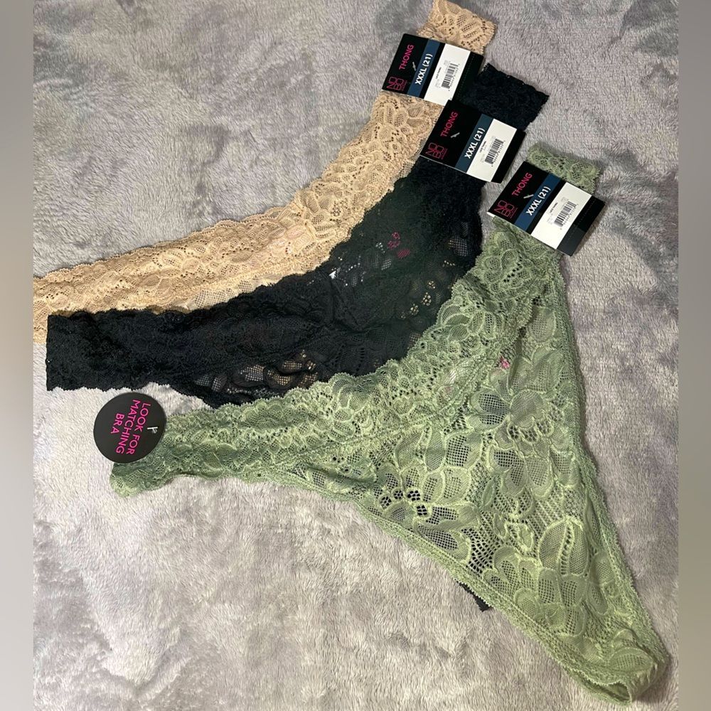NWT. Women’s lace thong panties(3). Size XXXL